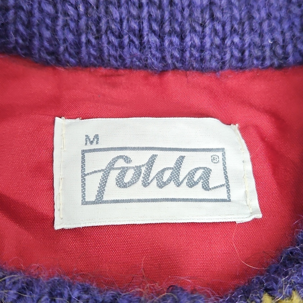 Vintage Folda Patterned Colorful Pure Wool Lined Jacket Sz M Womens - Picture 5 of 9